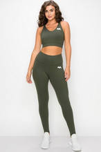 Load image into Gallery viewer, MM | V-Neck Bra 4 Way Stretch | Army Green
