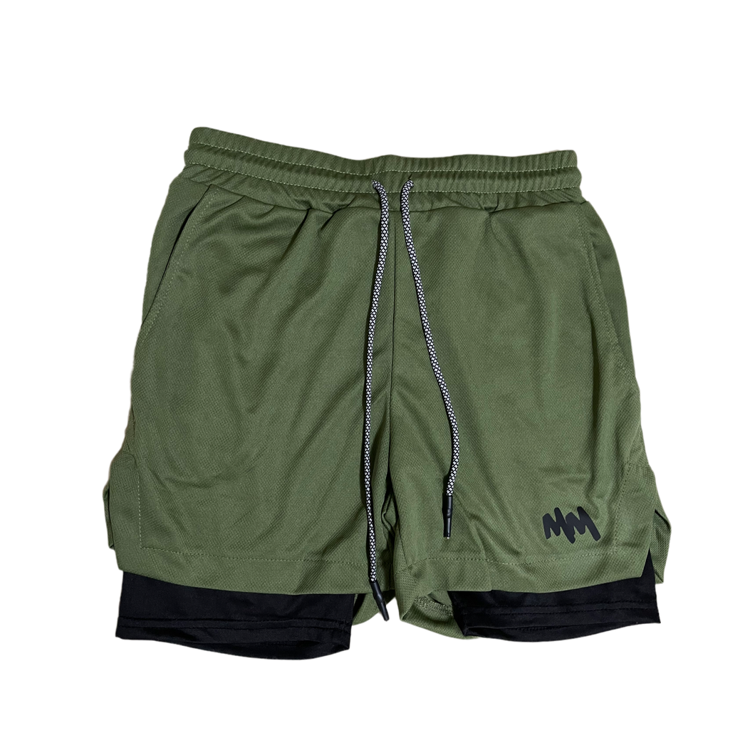 MM | 2 In 1 Men's Shorts | Military Green